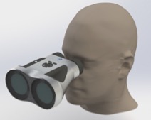 Digital image of head looking through Epic Optix digital night vision binoculars