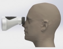Side view of head looking through Epic Optix Digital Night Vision Binoculars